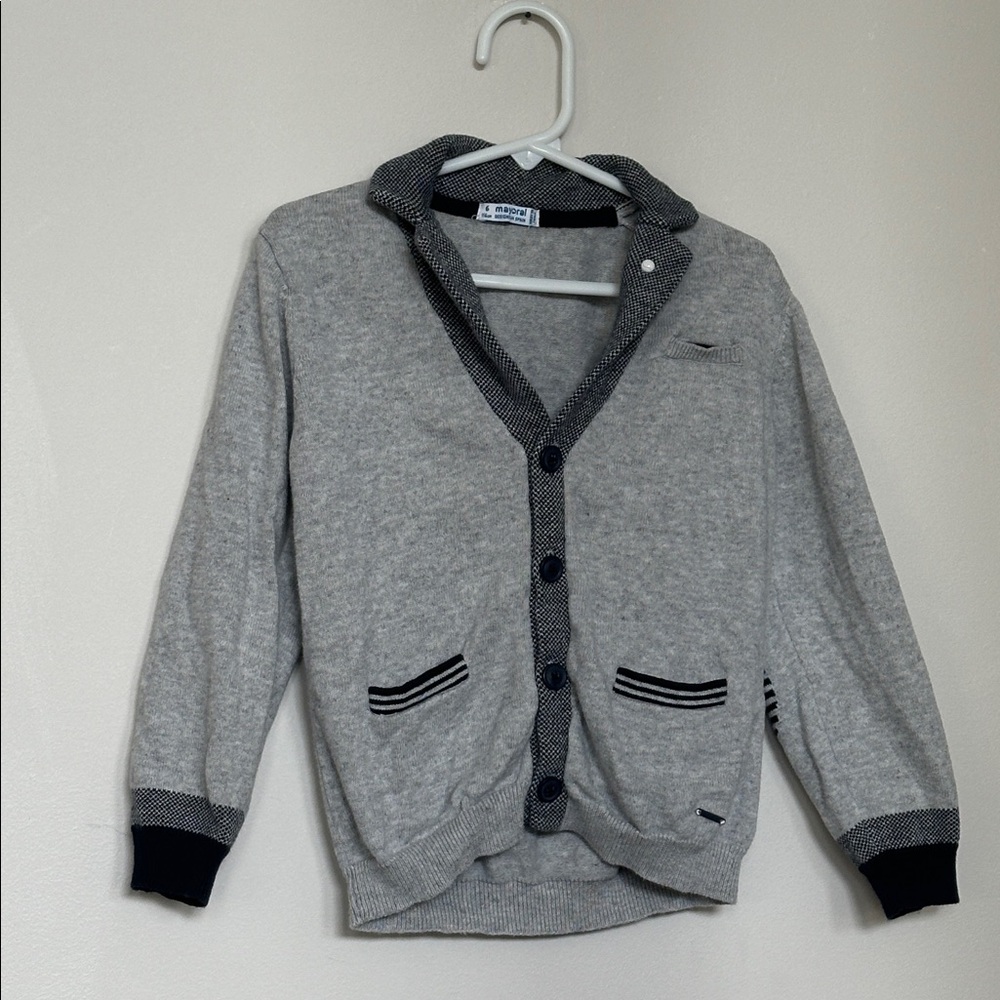 Mayoral Tennis Preppy Academia Cotton Cardigan Sweater‎ Baby Boy 6 Months Gray